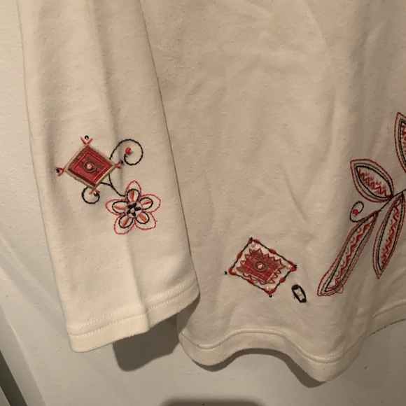 Beautiful Ornate Koret cream sweater with gorgeous embroidery 60/40 blend SZ S - Picture 4 of 7